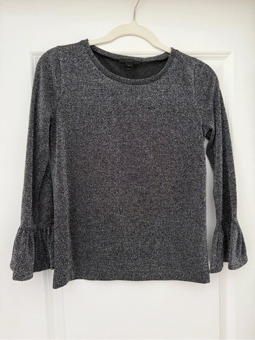 NEW J. Crew Metallic Knit Long-Sleeve Top in Sparkling Gray